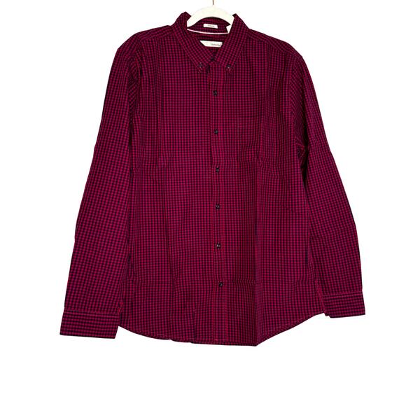 Hawker Rye Men's Checkered Button-Down Shirt Burgundy 100% Cotton NWT XL - Picture 2 of 8